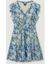 PAIGE - Silk Georgette Floral Print Mini Dress - Lyst