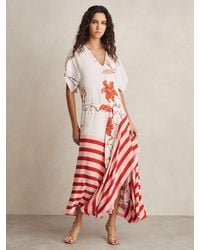 Reiss - Floral Stripe-Print Maxi Dress - Lyst