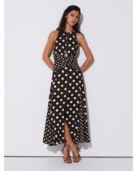 Reiss - Chocolate & Polka-Dot Cut-Out Midi Dress - Lyst