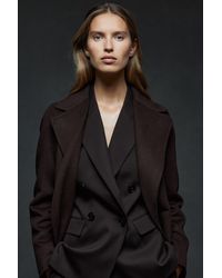 Reiss - Lucia Chocolate Wool-Blend Double-Breasted Blindseam Coat - Lyst