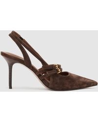 Reiss - Suede Buckle-Strap Court Shoes - Lyst