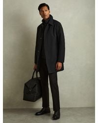 Reiss - Logan - Black Hybrid Removable Funnel Neck Overcoat, L - Lyst