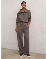 Reiss - Laney - Taupe Brown Petite Wide-leg Interlock Drawstring Joggers, Xs - Lyst