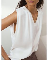 Reiss - Silk-Front V-Neck Sleeveless Top - Lyst