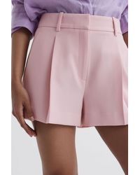 Reiss - Marina - Pink Pleated Tailored Shorts - Lyst