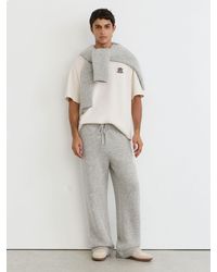 Reiss - Monogram Brushed Wool-Blend Relaxed Joggers - Lyst
