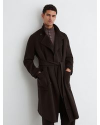 Reiss - Wool-Blend Blindseam Belted Overcoat - Lyst