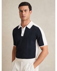 Reiss - Colour-Block Knit Polo Shirt - Lyst