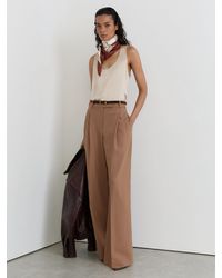 Reiss - Wool-Blend Wide-Leg Pleated Trousers - Lyst