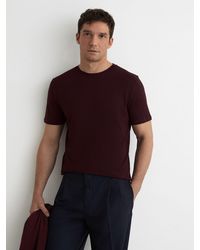 Reiss - Bless - Bordeaux Bless Marl Cotton-blend Tailored-fit T-shirt, L - Lyst