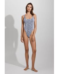 GOOD AMERICAN - Good Blue Always Fits Textured Leopard Print Swimsuit - Lyst