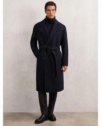 Reiss - Bouclé Double-Breasted Overcoat Wool-Blend - Lyst
