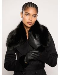 Reiss - Shearling Cuff Leather Gloves, M & L - Lyst