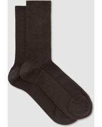 Reiss - Charlie - Chocolate Wool-cotton Fine-rib Socks, Us 2 - 4 - Lyst