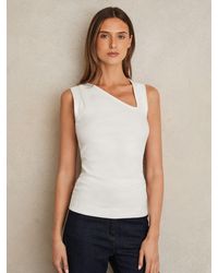 Reiss - Stretch-Cotton Ribbed Asymmetric Vest - Lyst