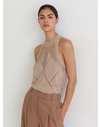 Reiss - Cotton-Blend Argyle Open-Knit Vest - Lyst