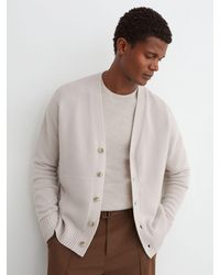 Reiss - Padstow - Parchment Grey 100% Cashmere V-neck Cardigan, L - Lyst
