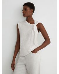 Reiss - Linen Twist-Detail T-Shirt - Lyst