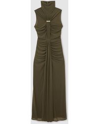 green emerald velvet dress Aria Ruched Midi Dress (More Colors)