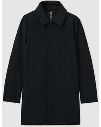 Reiss - Logan - Navy Hybrid Removable Funnel Neck Overcoat, S - Lyst