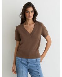Reiss - Cotton-Wool Knit V-Neck Top - Lyst