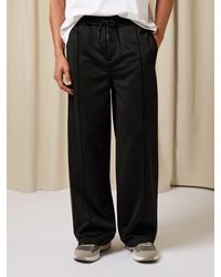 Reiss - Foster - Black Monogram Cotton Wide-leg Joggers, Xxl - Lyst