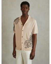 Reiss - Romance Abstract-Embroidered Stretch-Jersey Shirt - Lyst