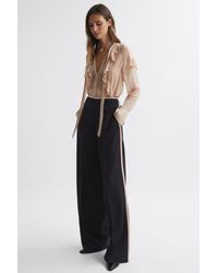 Reiss - Lina - Black/pink High Rise Wide Leg Trousers - Lyst