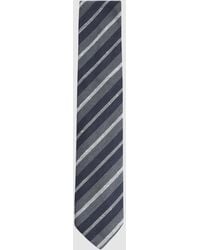 Reiss - Lagoon - Navy Silk Textured Stripe Tie, One - Lyst