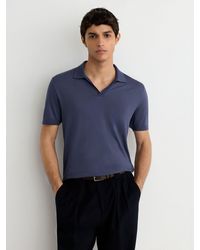Reiss - Cotton- Open-Collar Short-Sleeve Polo Shirt - Lyst