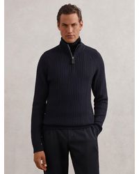 Reiss - Cable-Knit Half-Zip Jumper With Wool - Lyst