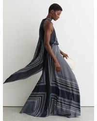 Reiss - Skylar Scarf-Print Tie-Neck Maxi Dress - Lyst