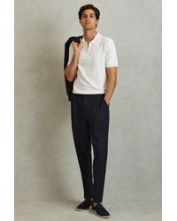 Reiss - Rizzo - White Half-zip Knitted Polo Shirt - Lyst