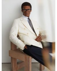 Reiss - Cotton Textured Double-Breasted Blazer Tailored-Fit - Lyst