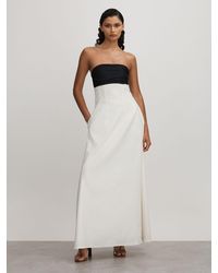 Anna Quan Aelin Strapless Brocade Midi Dress in White | Lyst