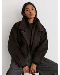 Reiss - Suede Double-Layer Relaxed-Fit Jacket - Lyst
