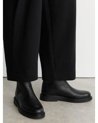 Reiss - Chocolate Lennon Leather Flat Ankle Boots - Lyst