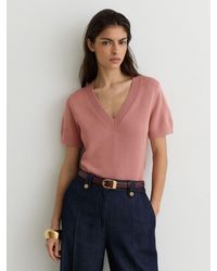 Reiss - Cotton-Wool Knit V-Neck Top - Lyst