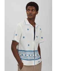 Wax London - Relaxed Cotton Linen Embroidered Shirt - Lyst