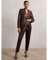 Reiss - Double-Breasted Metallic Suit Blazer With Cotton - Lyst