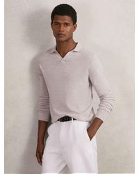 Reiss - Merino Wool Open-Collar Polo Shirt - Lyst