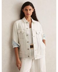 PAIGE - Ivory Button-through Denim Jacket - Lyst