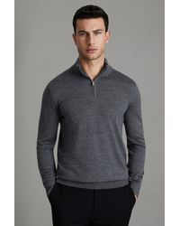 Reiss - 2 - Navy/mid Grey Blackhall 2 Pack Two Pack Of Merino Wool Zip-neck Jumpers, S - Lyst