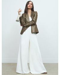 Reiss - Sienna Double-Breasted Metallic Suit Blazer With Cotton - Lyst