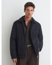 Reiss - Bernardi - Navy Technical Padded Zip-through Jacket, Xl - Lyst