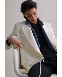 Reiss - Mabel - White Modern Fit Wool Double Breasted Blazer - Lyst