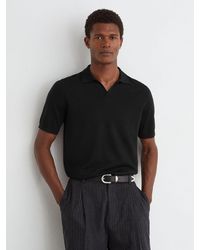 Reiss - Merino Wool Open-Collar Polo Shirt - Lyst