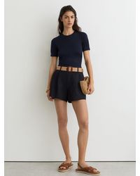 Reiss - Jacquard Belted Shorts With Linen - Lyst