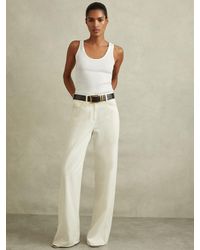 Reiss - Violet - White Stretch-cotton Ribbed Vest, M - Lyst
