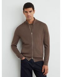Reiss - Merino Wool Funnel-Neck Zipped Cardigan - Lyst